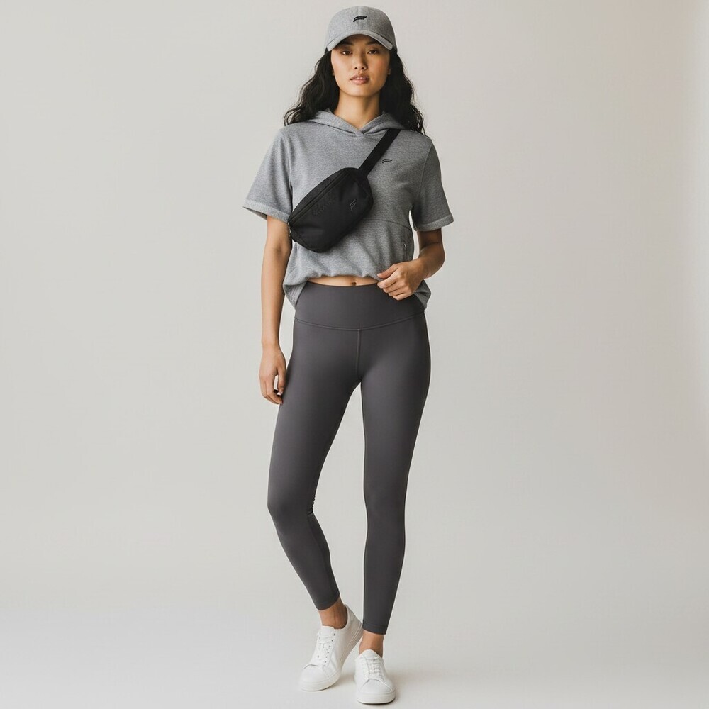 Fabletics Short Sleeve Hoodie Heather Gray Women's XS Zip Pocket Pullover